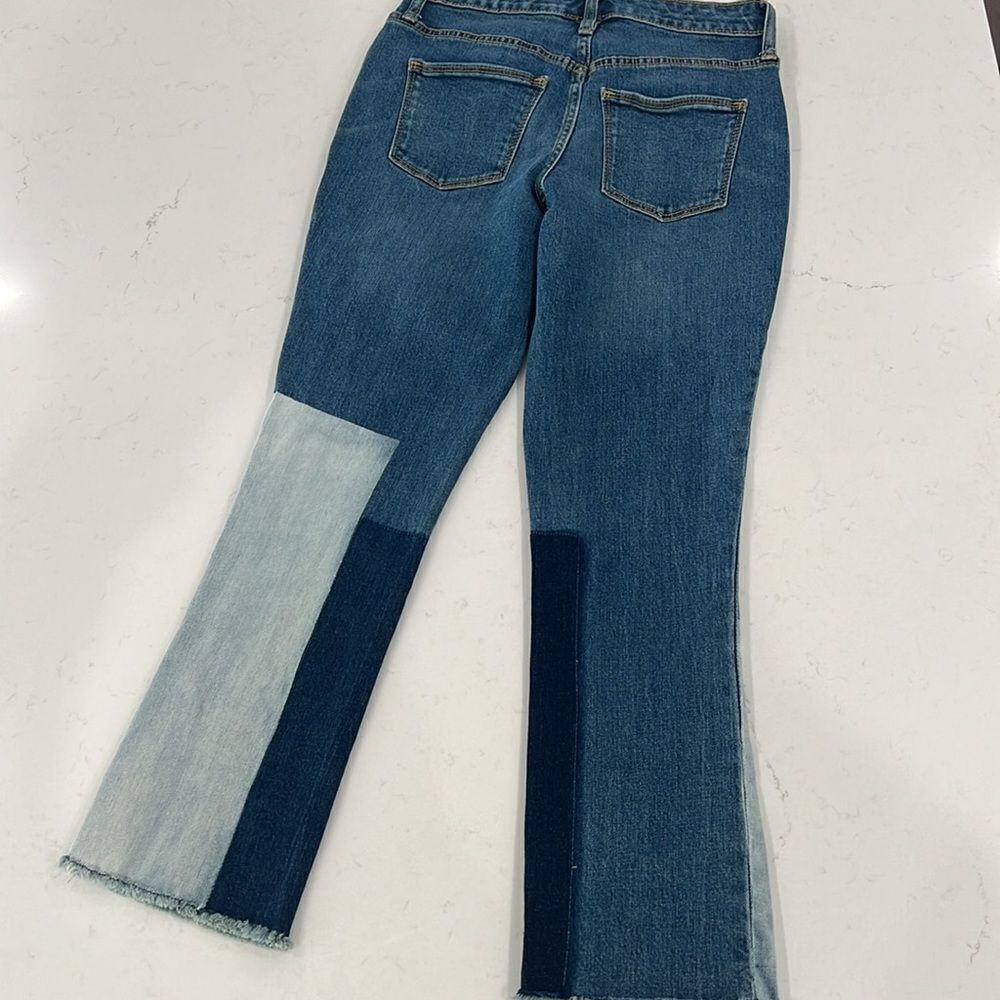 Universal Thread High Rise Kick Boot Crop Jeans Colorblock Patchwork Size 00 24R - Picture 5 of 6